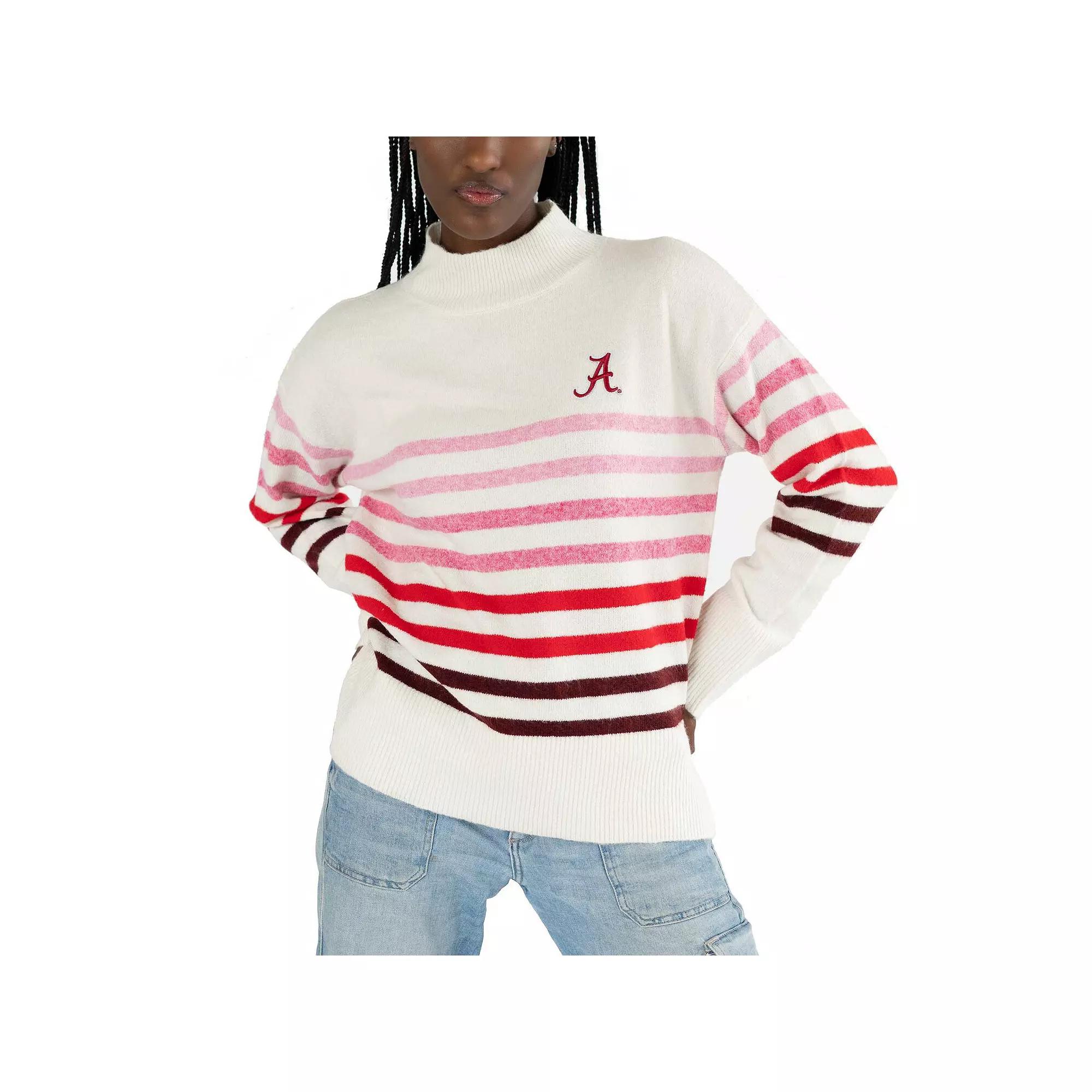 Women's Lusso White Alabama Crimson Tide Simone Striple Mock Neck Over Product Image