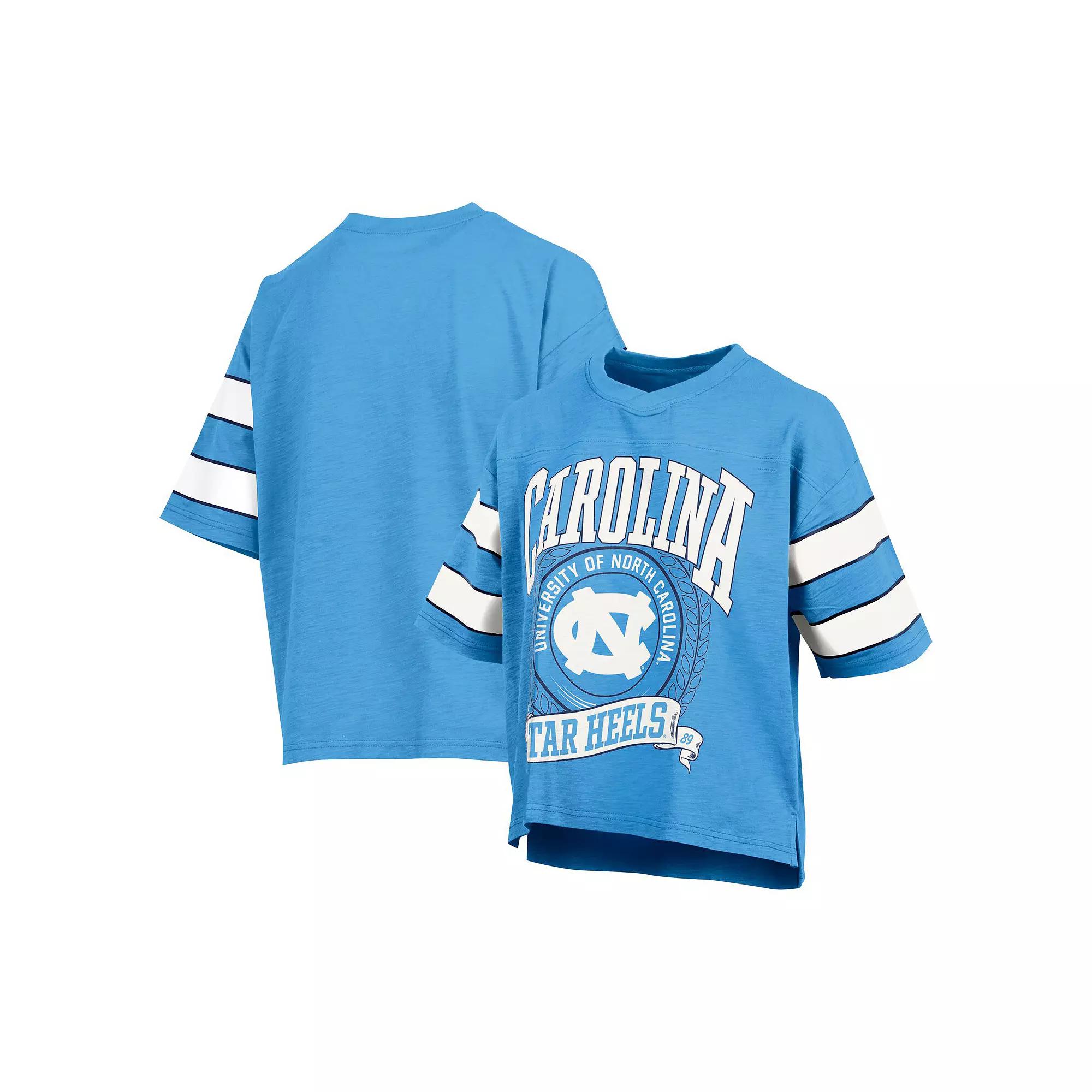 Women's Pressbox Carolina Blue North Carolina Tar Heels Emily Sleeve Stripe Slub T-Shirt, Size: 2XL, Light Product Image