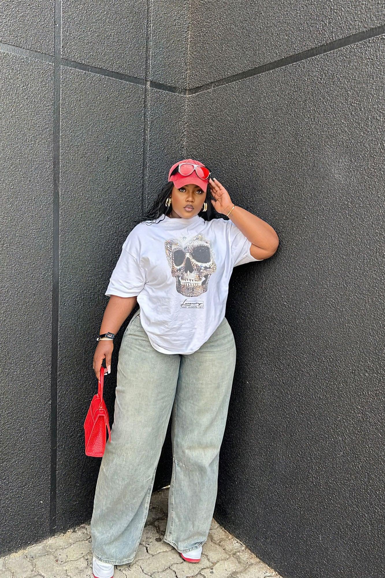 Made Of Diamonds Skull Graphic Tee - White Product Image