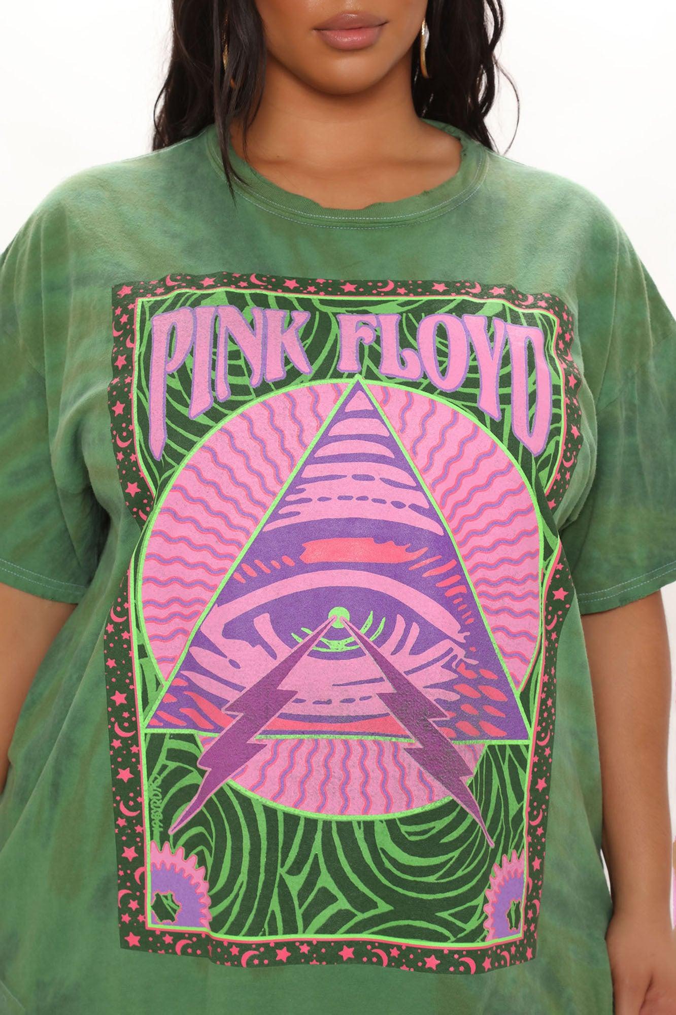 Pink Floyd Distressed Oversized Tie Dye Top - Green Product Image