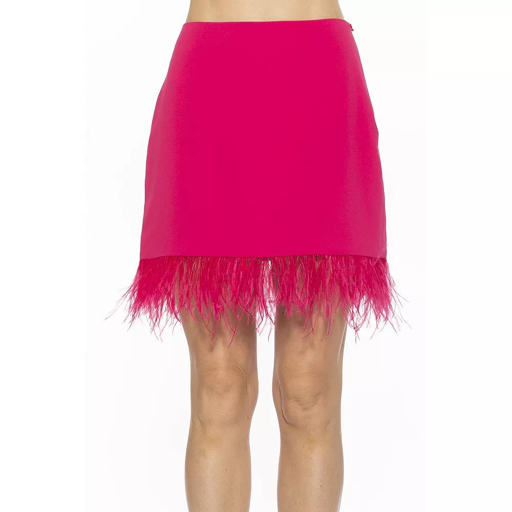 Women's ALEXIA ADMOR Flora Classic Mini Skirt With Feather Trim,  Product Image