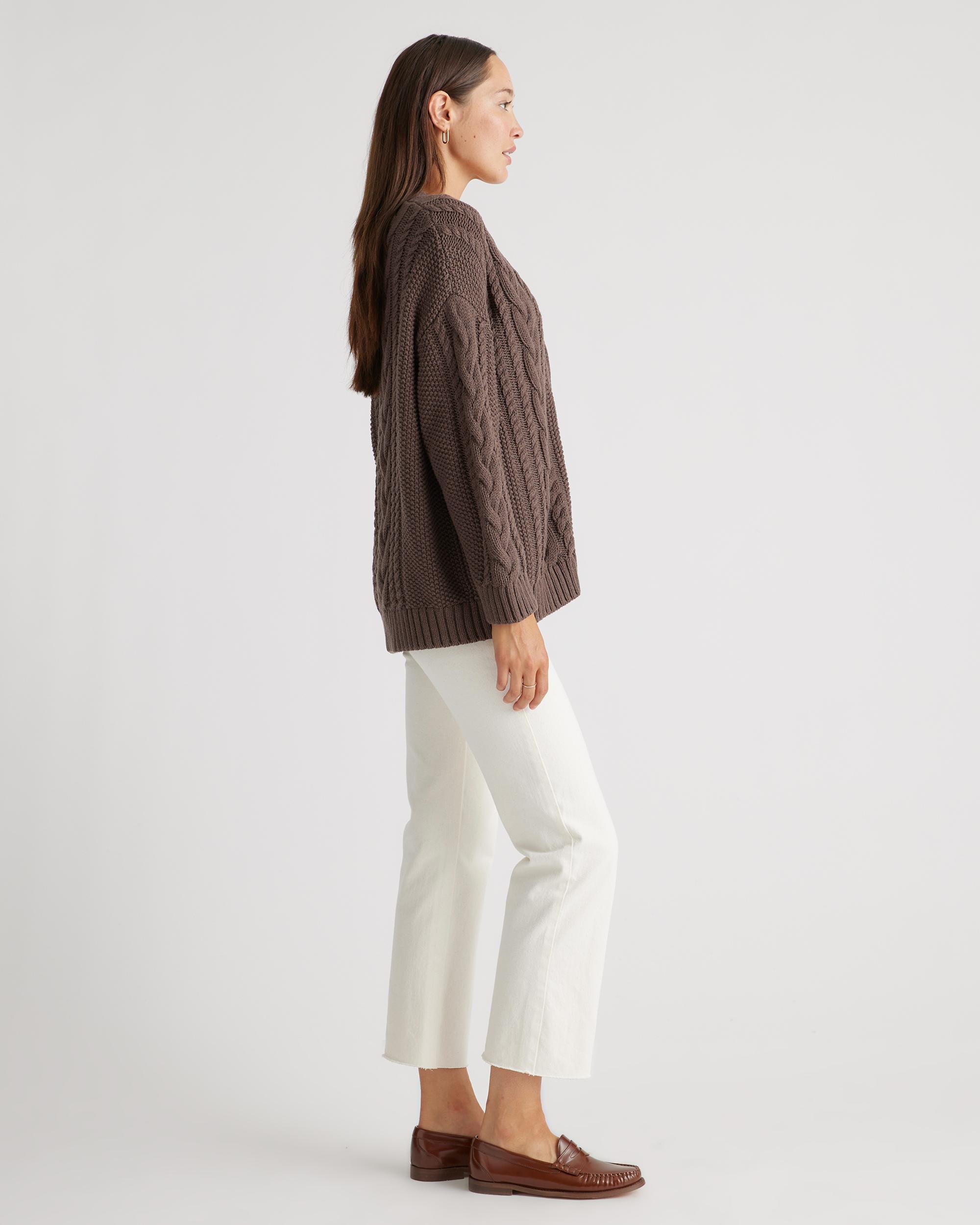 Quince | Women's Oversized Cable Cardigan Sweater Organic Cotton Product Image