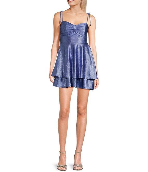 Honey and Rosie Spaghetti Strap A-Line Double Tiered Dress Product Image