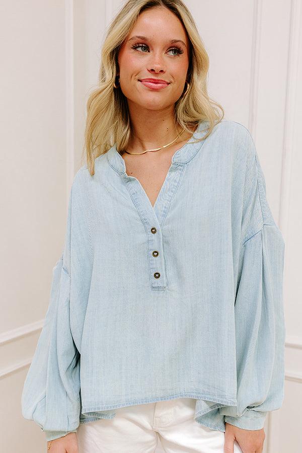 On Cloud Nine Chambray Top Product Image
