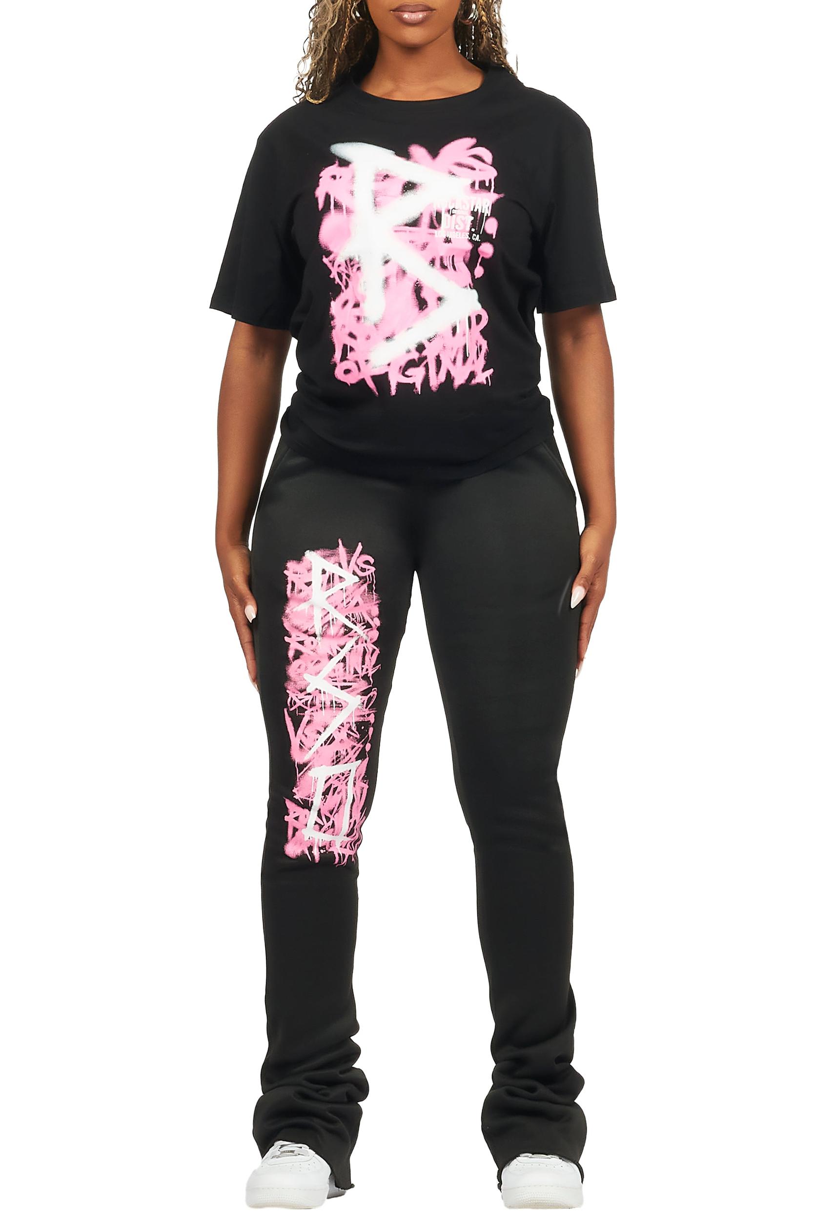 Nahomy Black T-Shirt Trackset Female Product Image