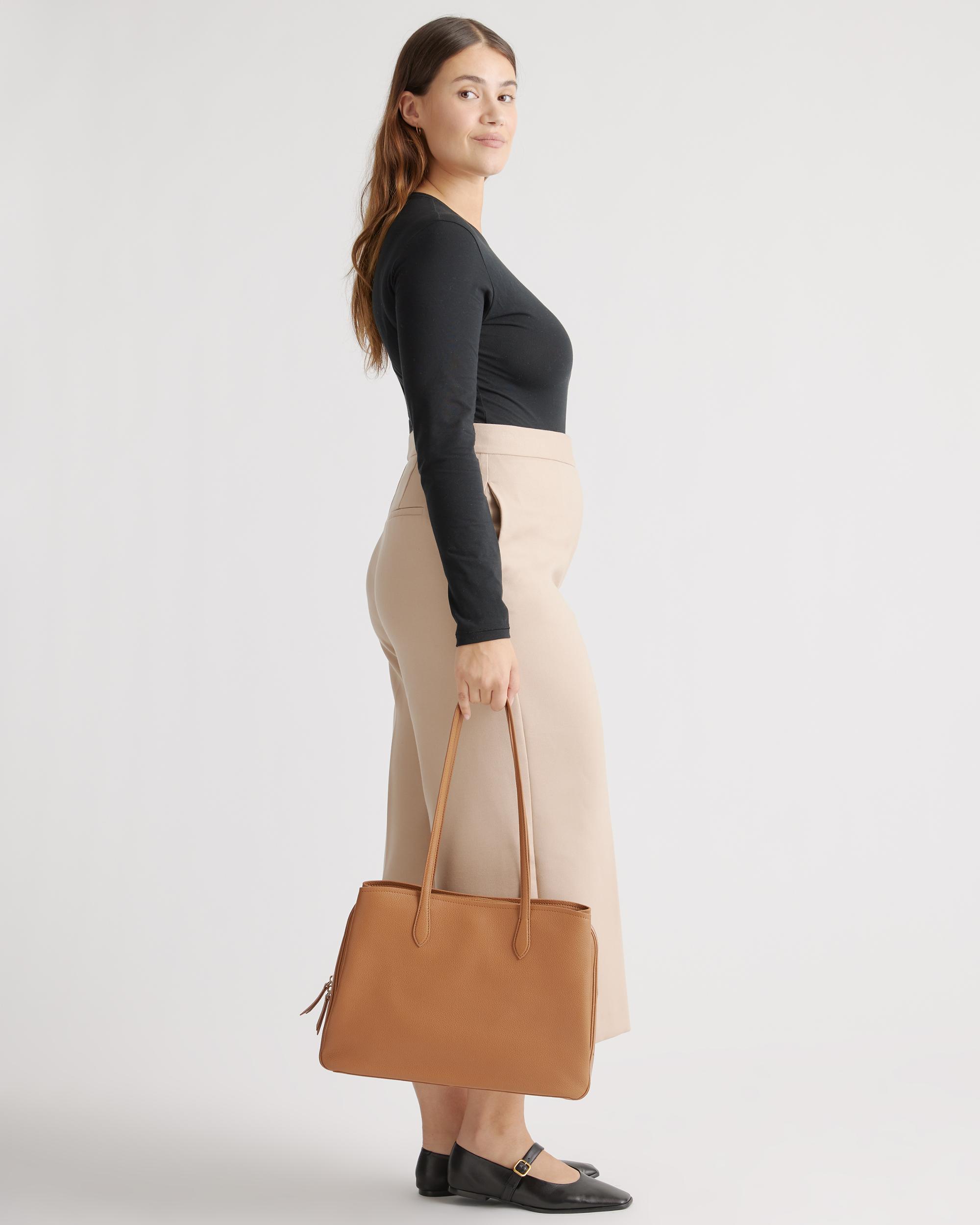 Quince | Women's Italian Leather Triple Compartment Work Tote Product Image