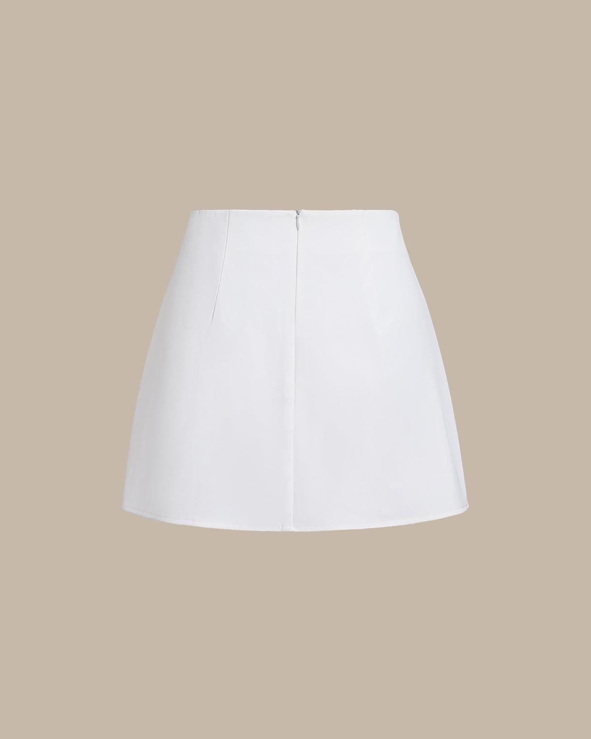White Irregular Mini Skirt Product Image