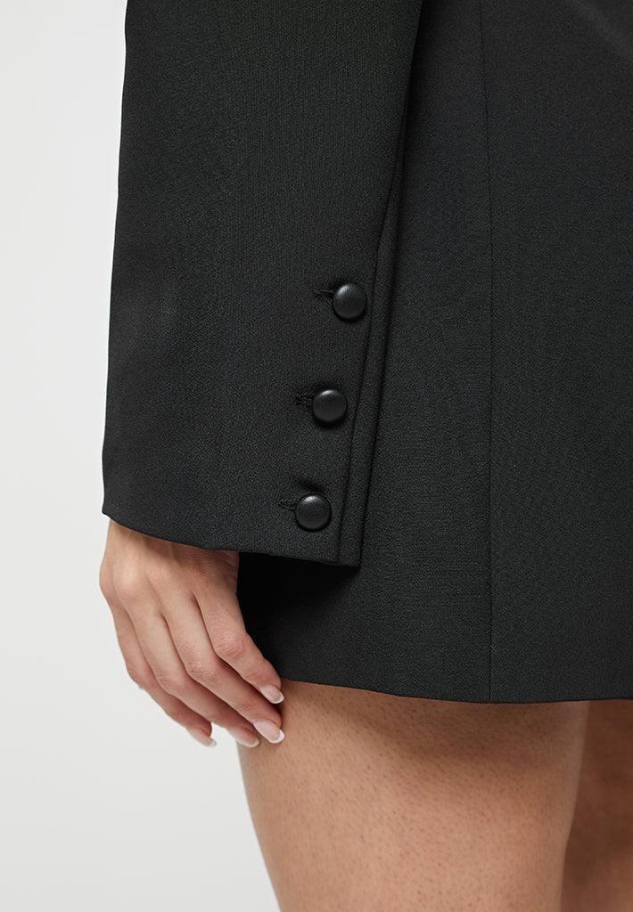 Chain Belted Blazer Dress - Black Female Product Image