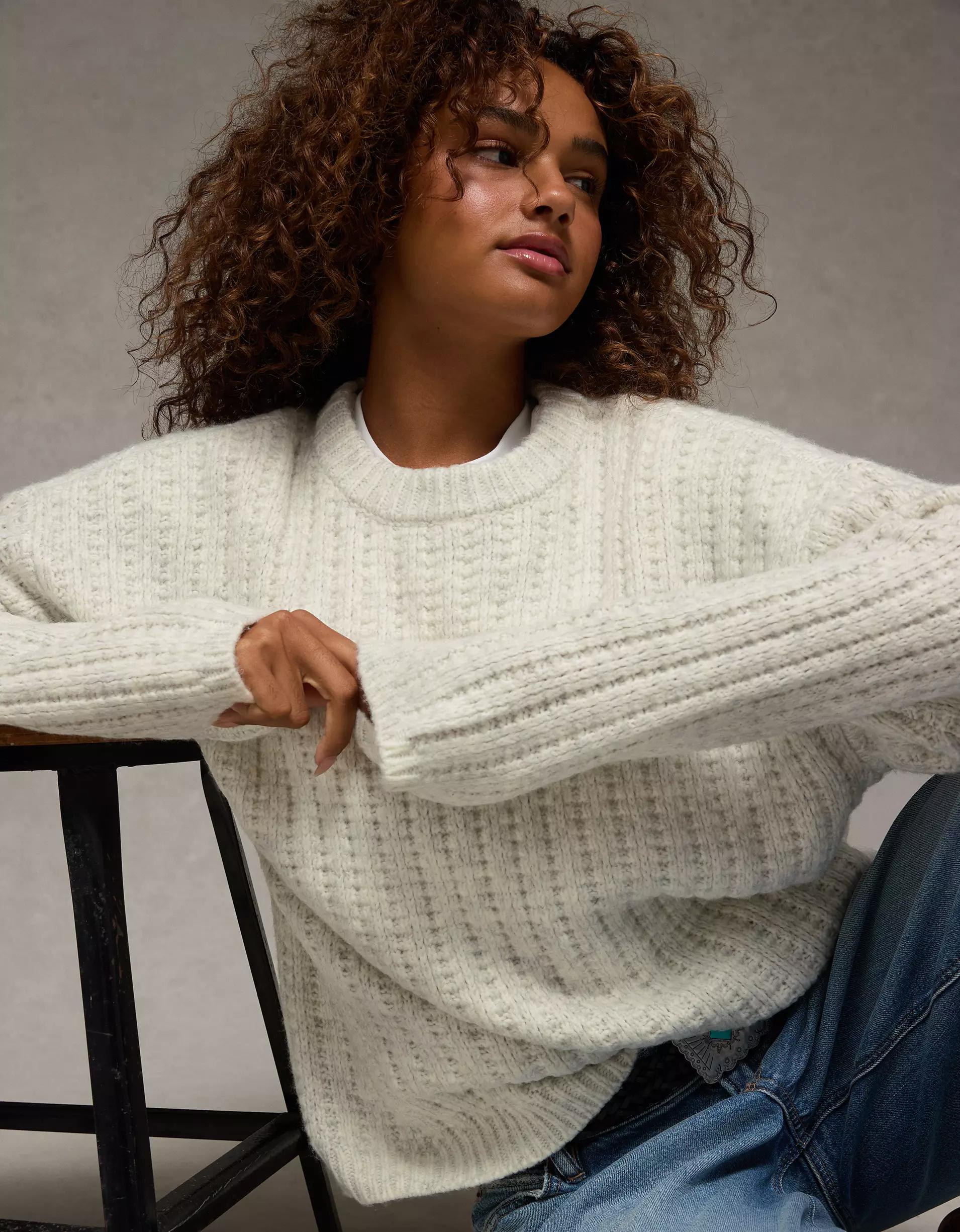 AE Oversized Waffle Sweater Product Image