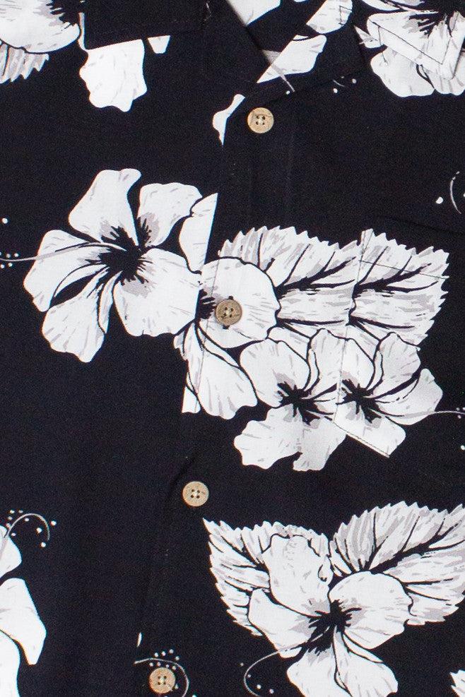 Hibiscus Black & White Hawaiian Shirt Product Image