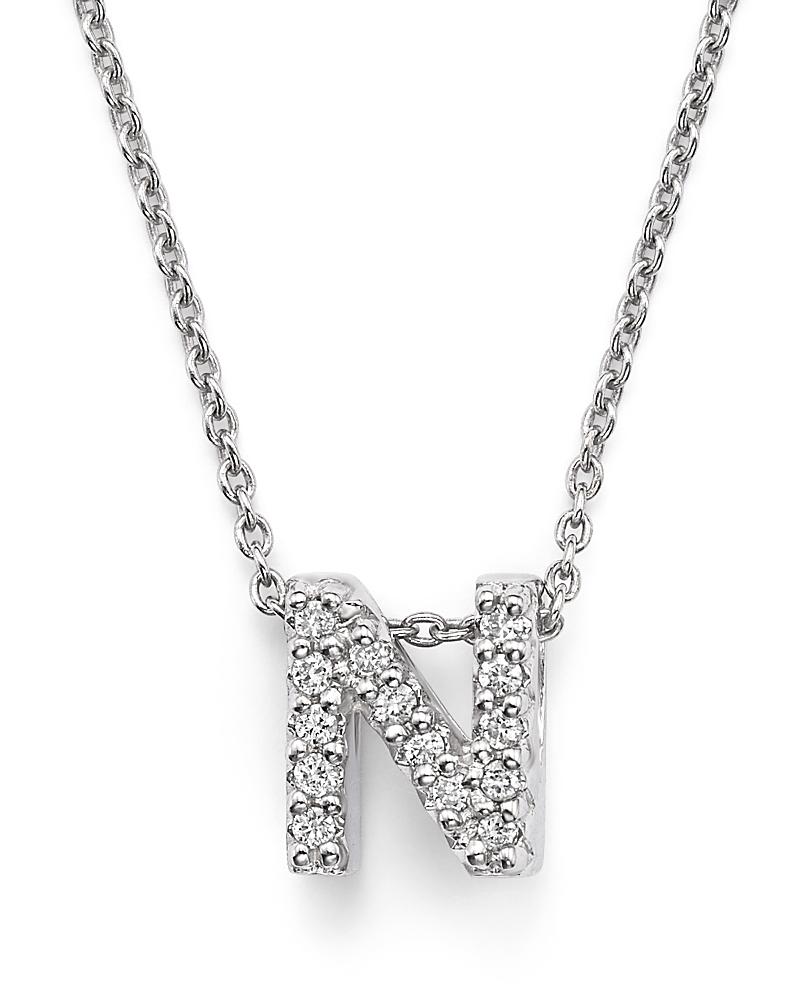 Womens Tiny Treasures 0.08 TCW Diamond & 18K White Gold Initial Necklace Product Image