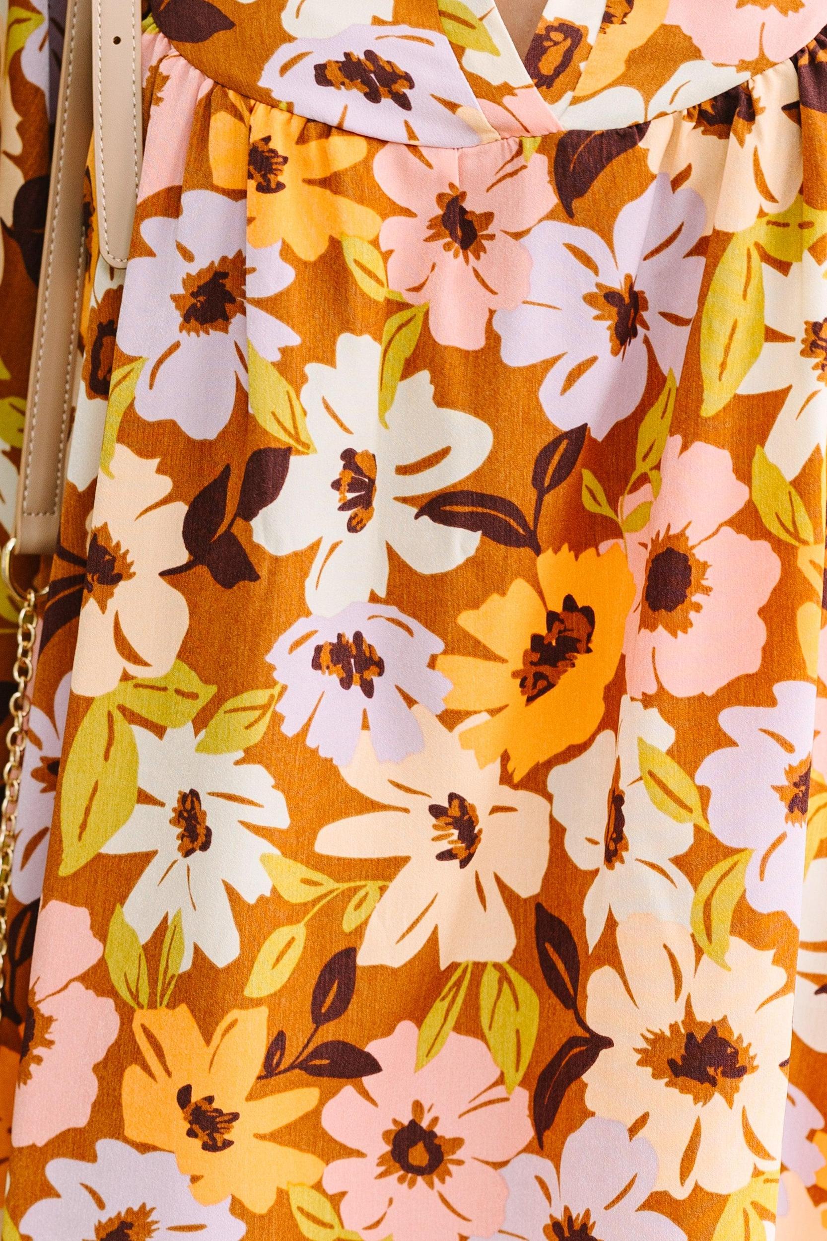 Show You Off Mocha Brown Floral Babydoll Dress Female Product Image