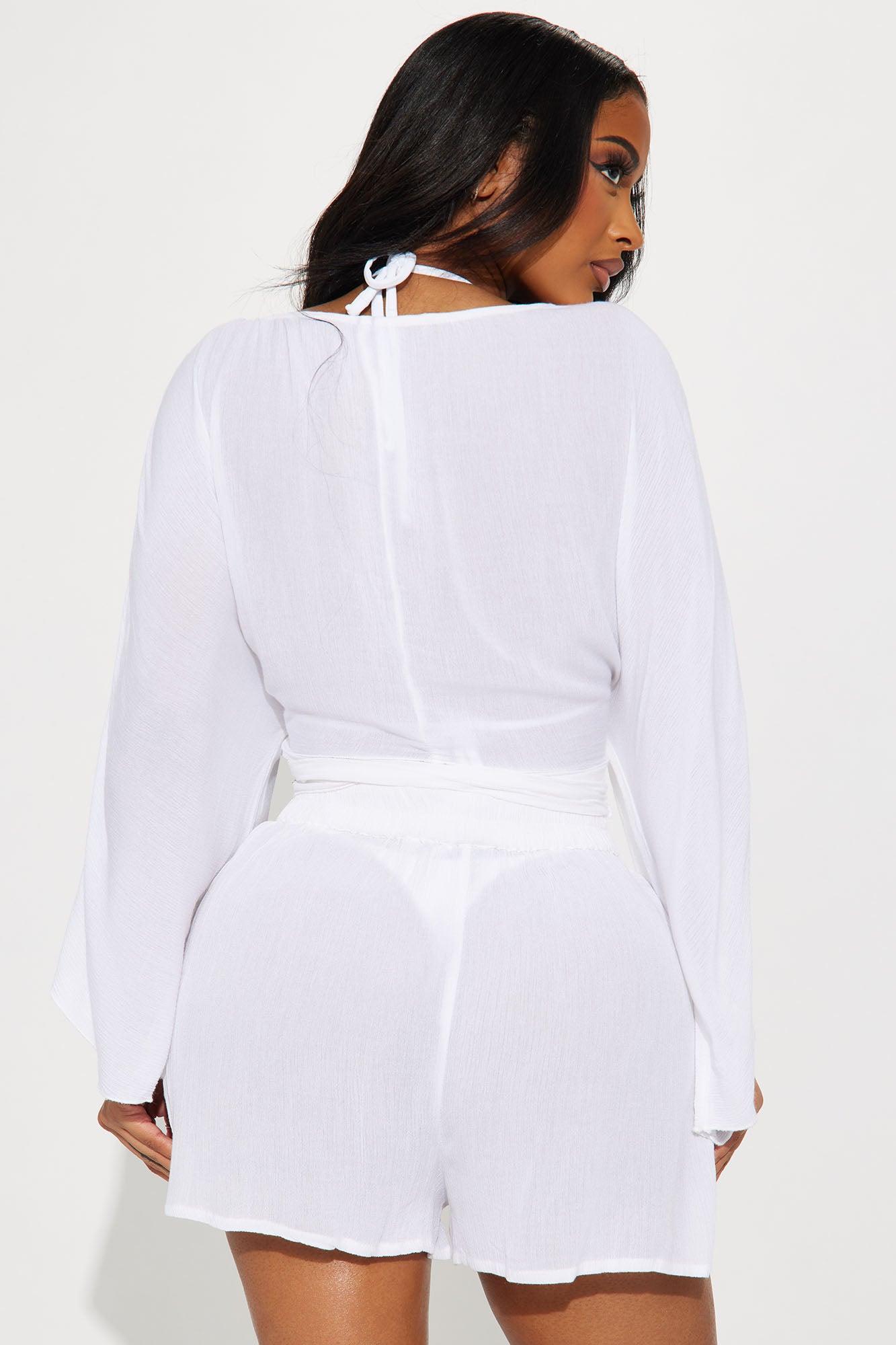 Breezy Nights Linen 2 Piece Cover Up - White Product Image