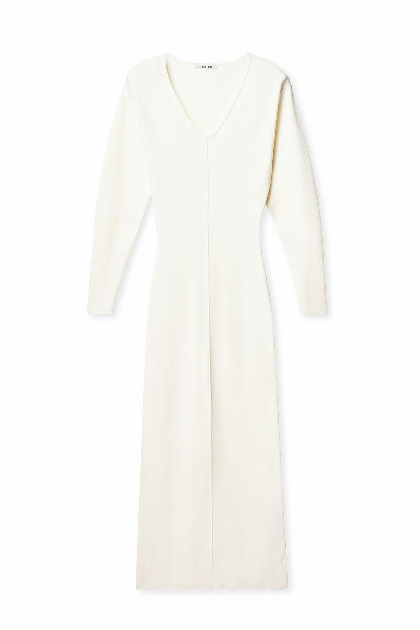 Knitted V-Neck Maxi Dress Green Product Image