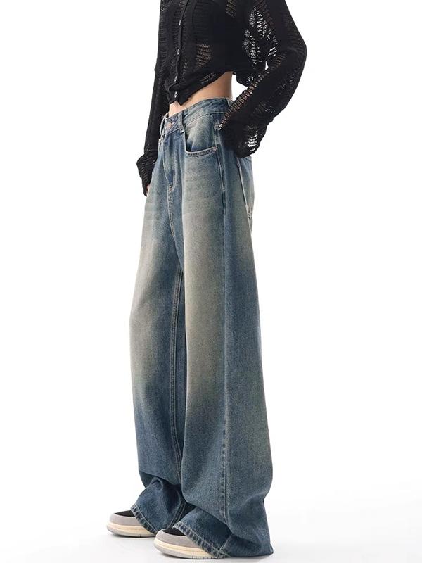 Loose Slimming Wide Leg Boyfriend Jeans Product Image