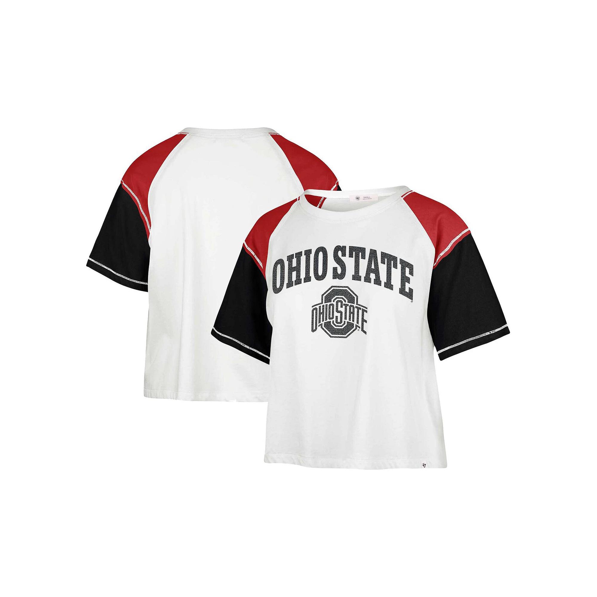 Women's '47 White Ohio State Buckeyes Serenity Gia Cropped T-Shirt,  Product Image