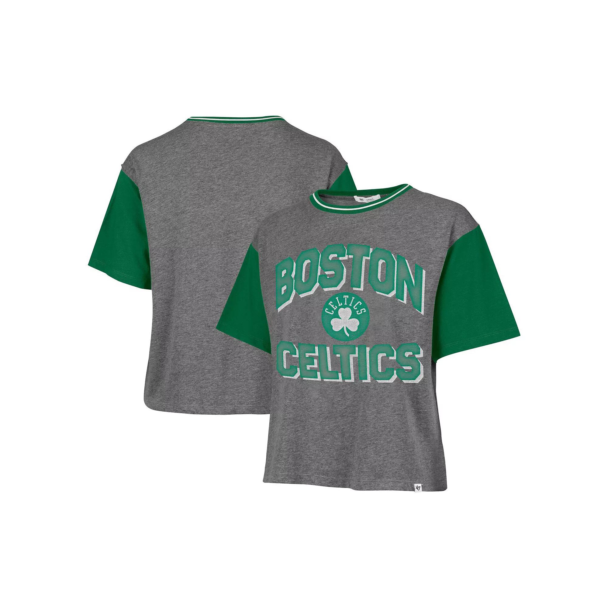 Women's '47  Gray Boston Celtics Rise Clubhouse Ziggy Color Block T-Shirt, Size: XL, Grey Product Image