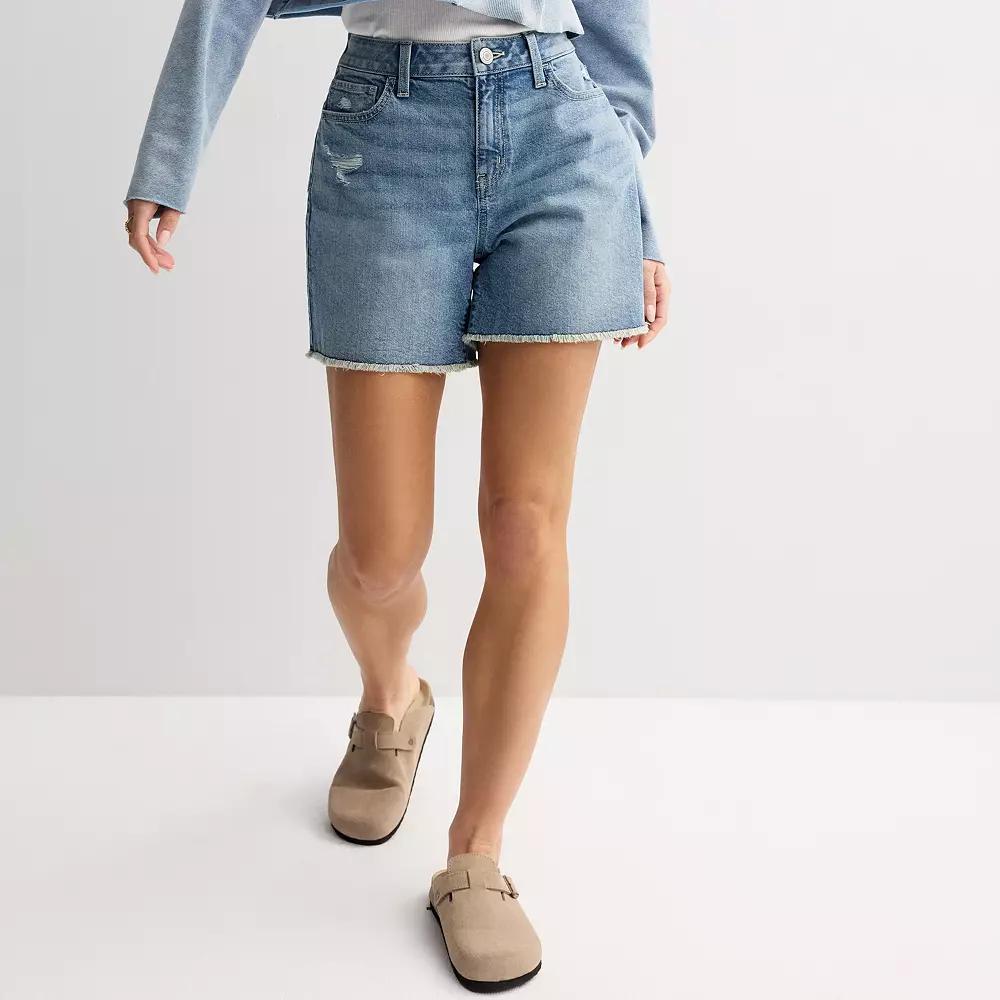 Juniors' SO® High-Rise Curvy 90s Loose Jean Shorts, Women's, Medium Product Image