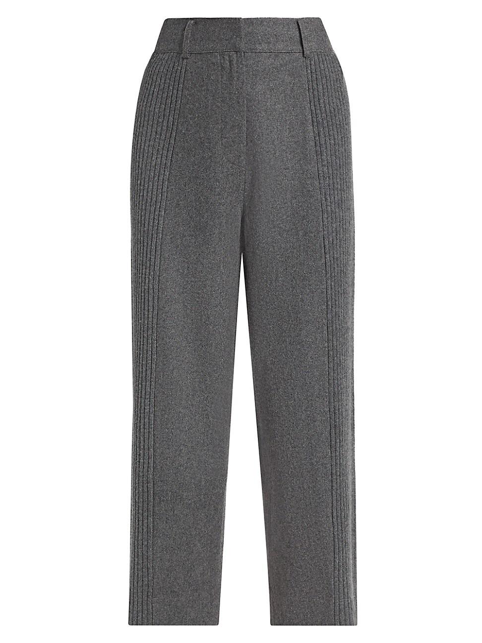 Womens Wool-Blend Rib-Knit Wide-Leg Crop Pants Product Image