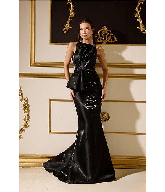 Terani Couture Simmer Organza Strapless Long Gown With Large Bow Product Image