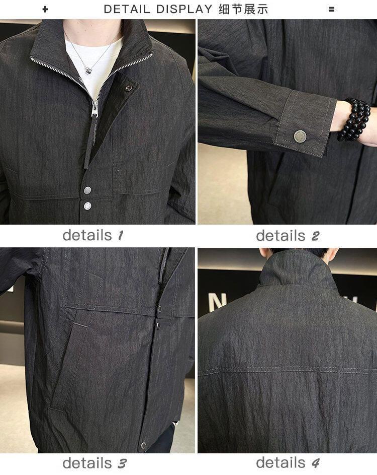 Mock Neck Zip-Up Plain Jacket Product Image
