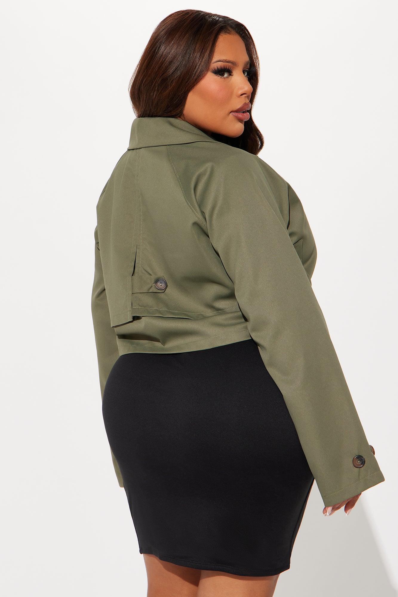 Rainy Days Cropped Trench - Olive Female Product Image
