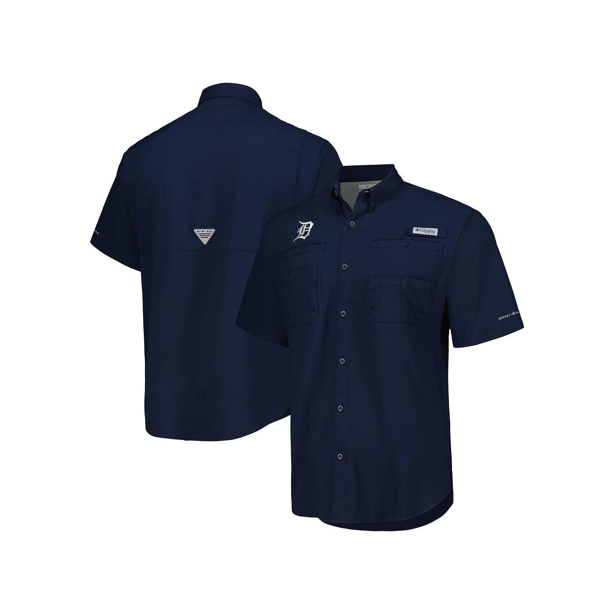 Men's Columbia Navy Detroit Tigers Tamiami Omni-Shade Button-Down Shirt, Size: Small, Blue Product Image