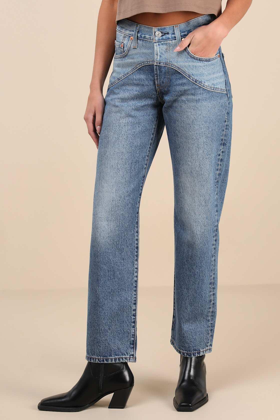 501 '90s Medium Wash Denim Mid-Rise Western Jeans Product Image