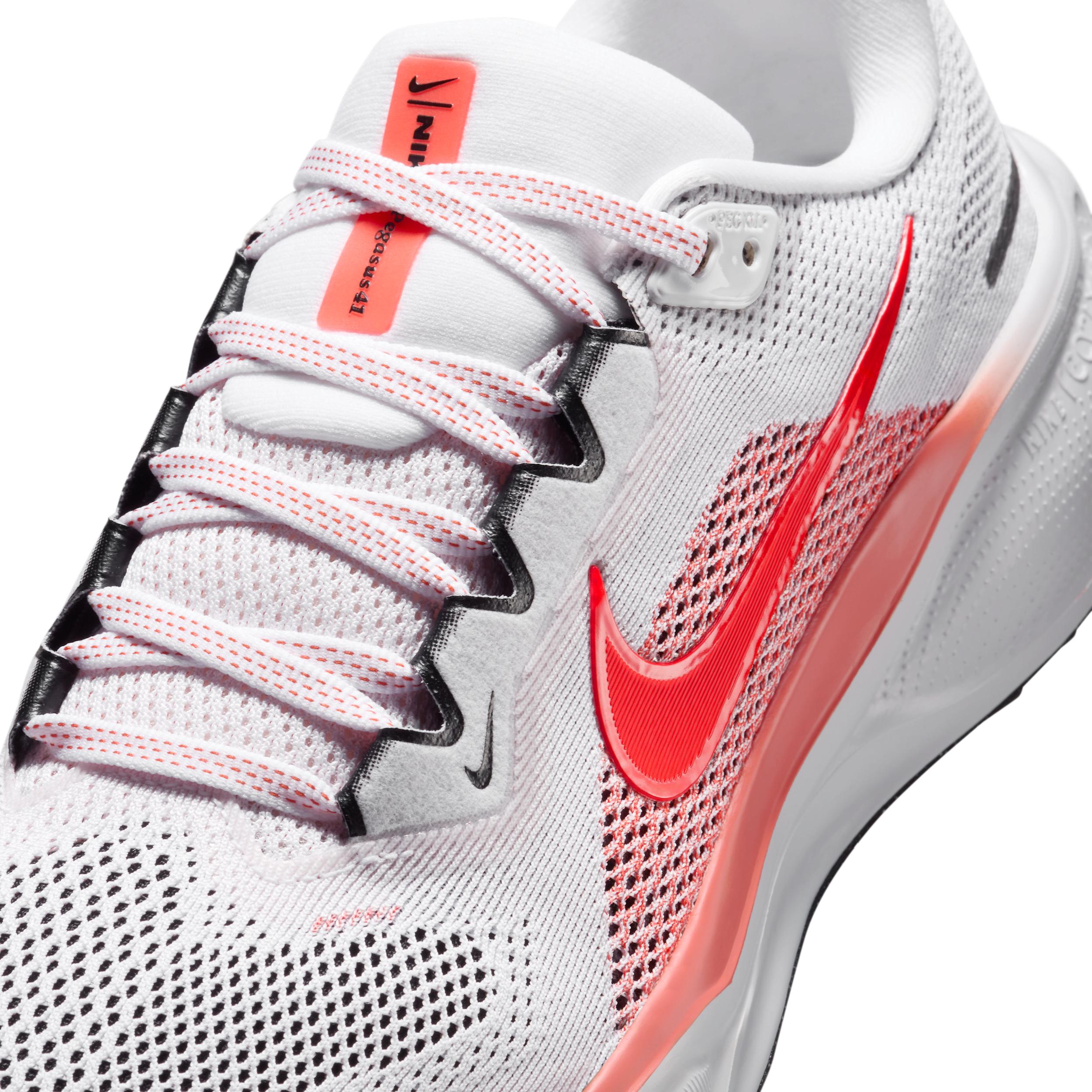 Nike Womens Pegasus 41 Running Shoes in White/Bright Crimson/Magic Ember Product Image