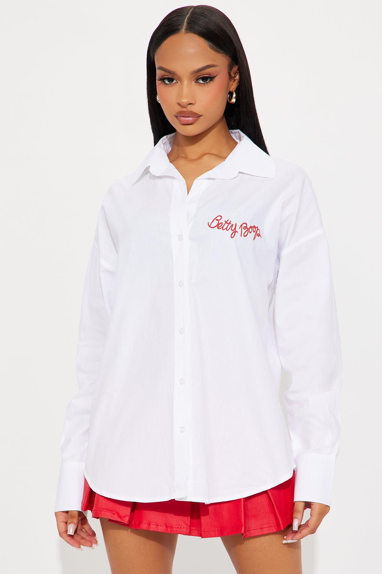 Betty Boop Poplin Top - White Product Image