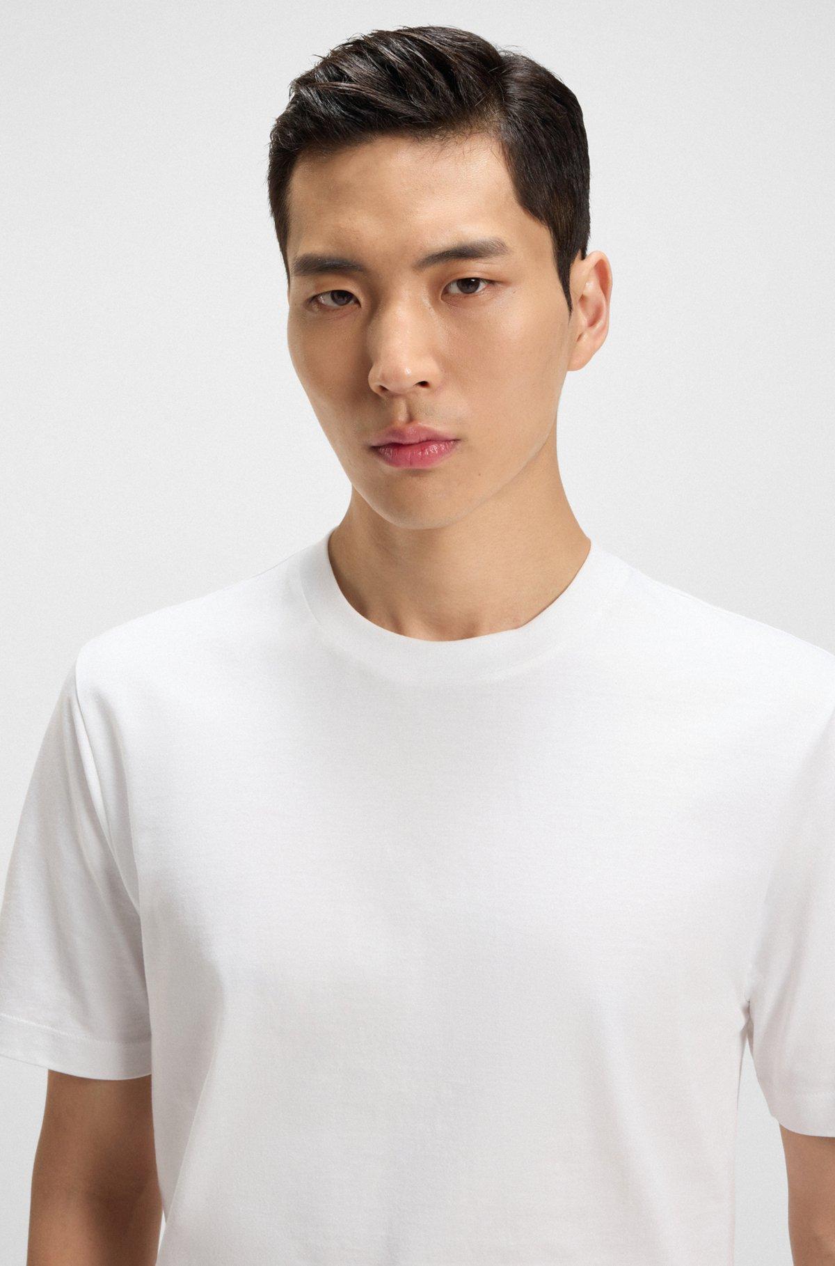 BOSS - Regular-fit T-shirt in cotton jersey with ribbed collar - White Product Image