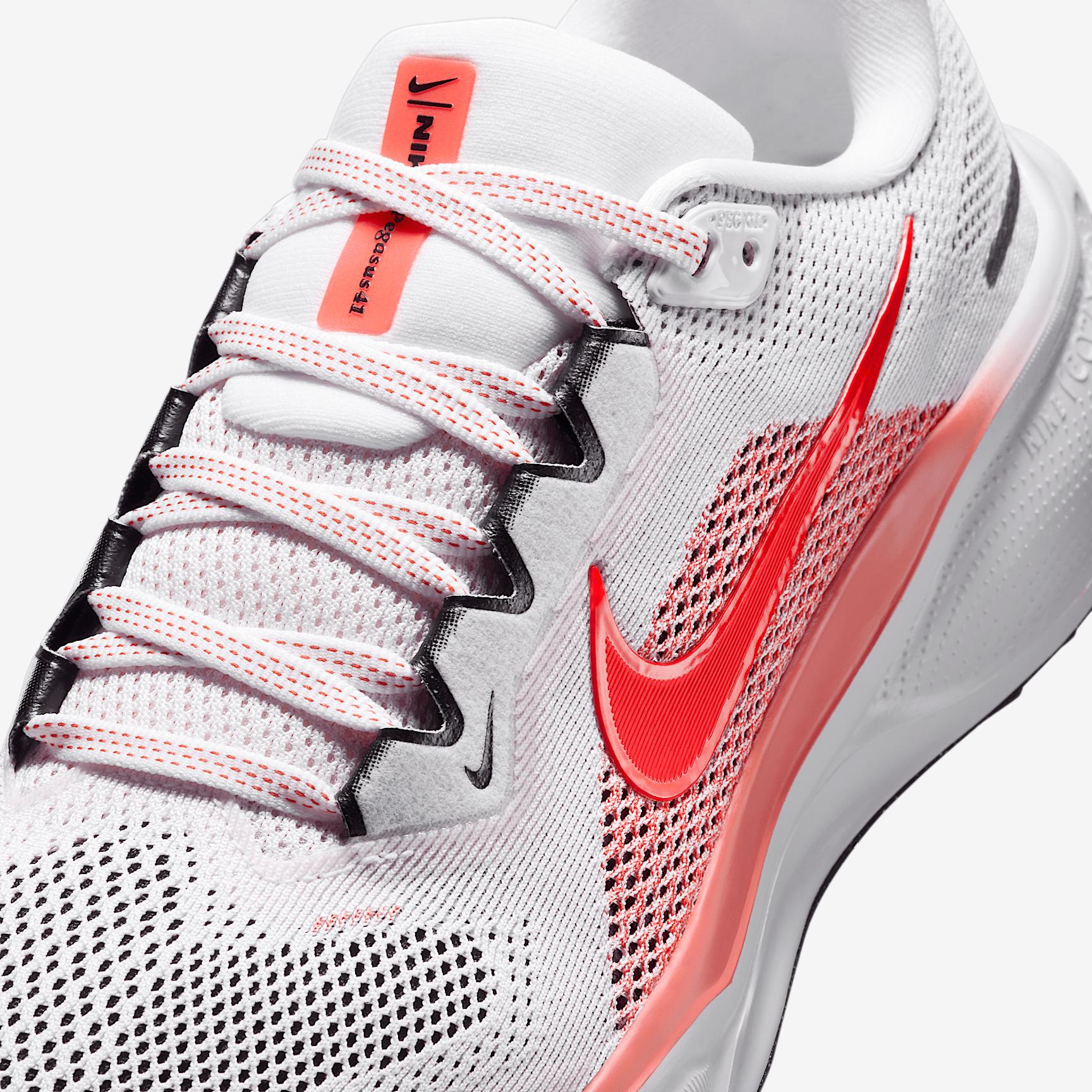 Nike Womens Pegasus 41 Running Shoes in White/Bright Crimson/Magic Ember Product Image