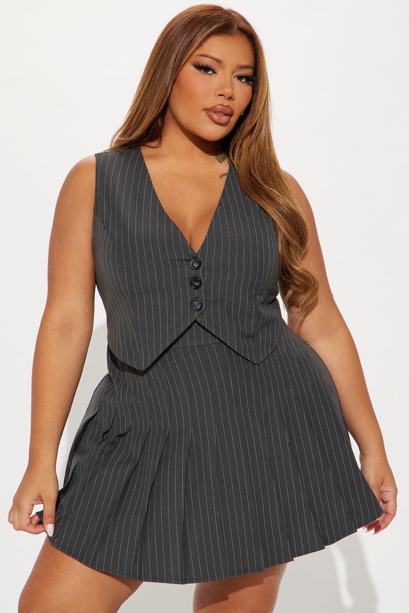 Allie Pleated Mini Dress - Grey Product Image