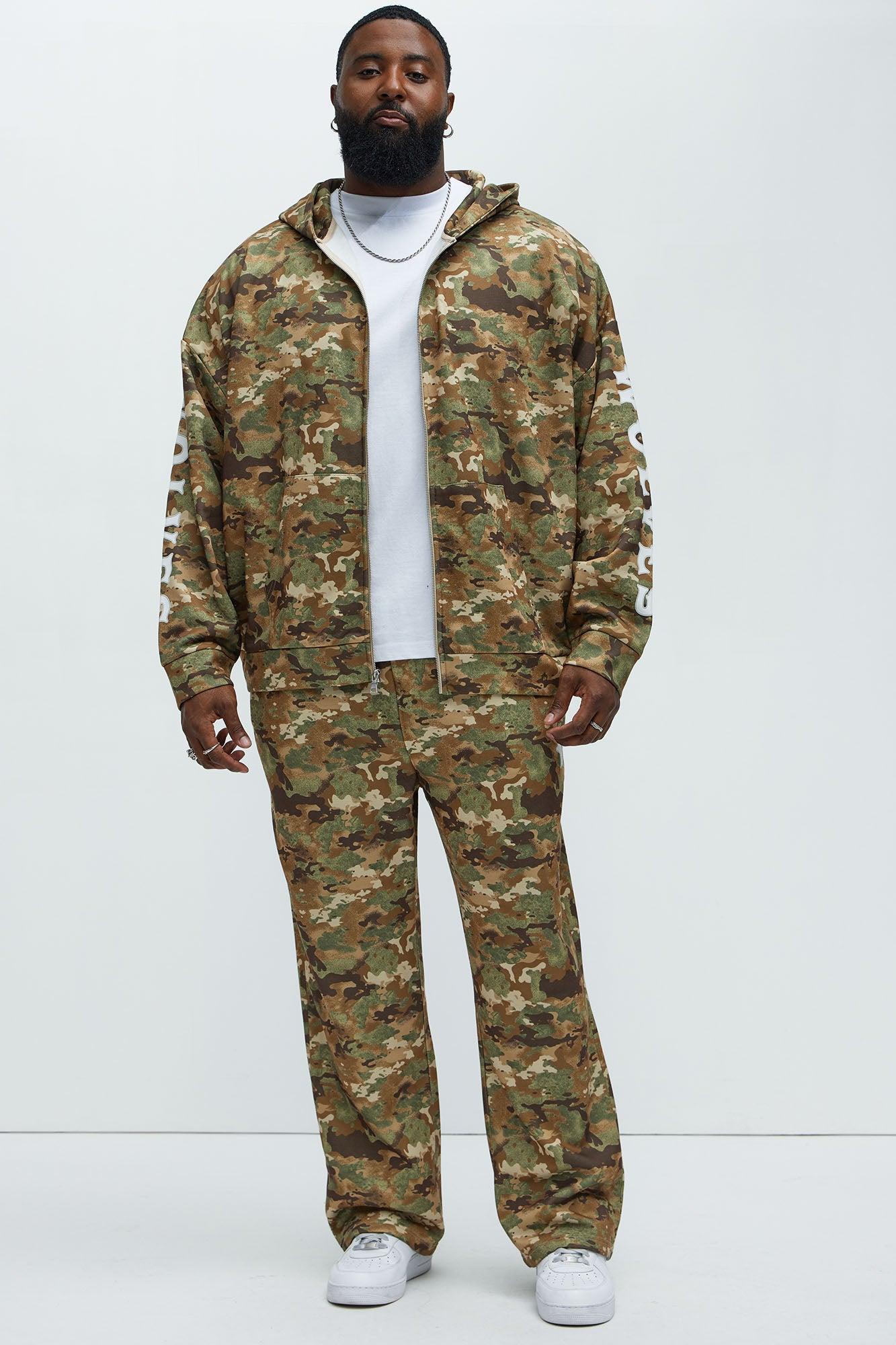 Wolves Camo Oversized Zip Up Hoodie - Camouflage Product Image