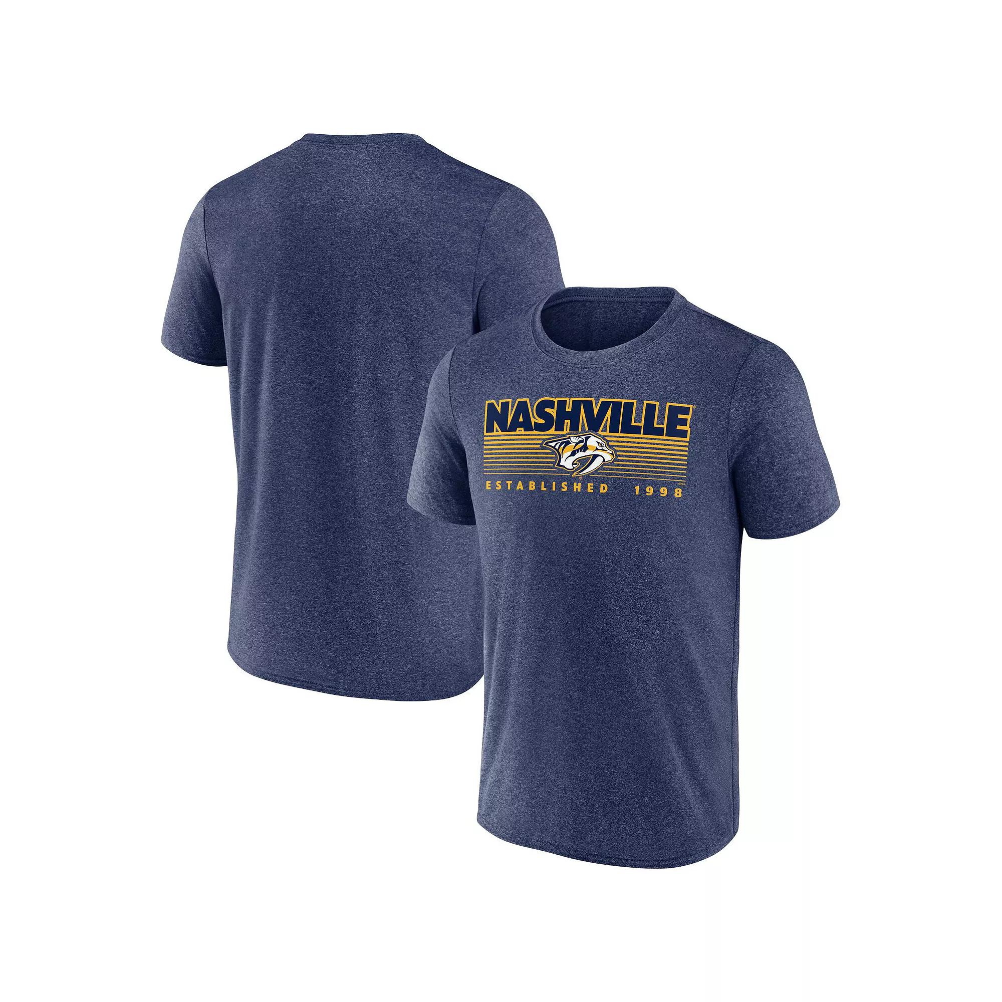 Mens Fanatics Heathered Navy Nashville Predators Prodigy Performance T-Shirt Pdt Blue Product Image