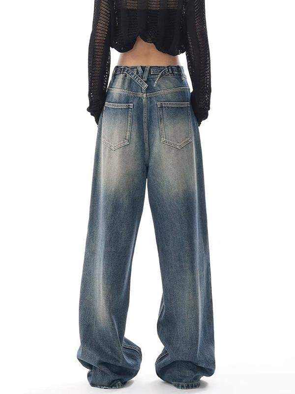 Loose Slimming Wide Leg Boyfriend Jeans Product Image