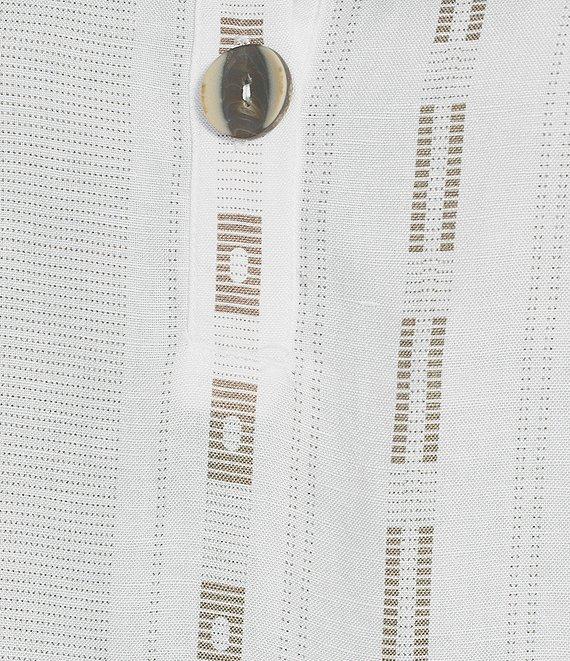 Ali Miles Plus Size Stripe Dotted Geometric Wire Collar 3/4 Roll-Tab Sleeve Tunic Product Image