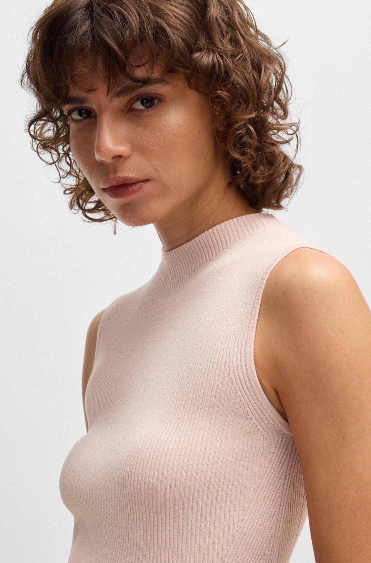 Ribbed-knit top with mock neckline Product Image