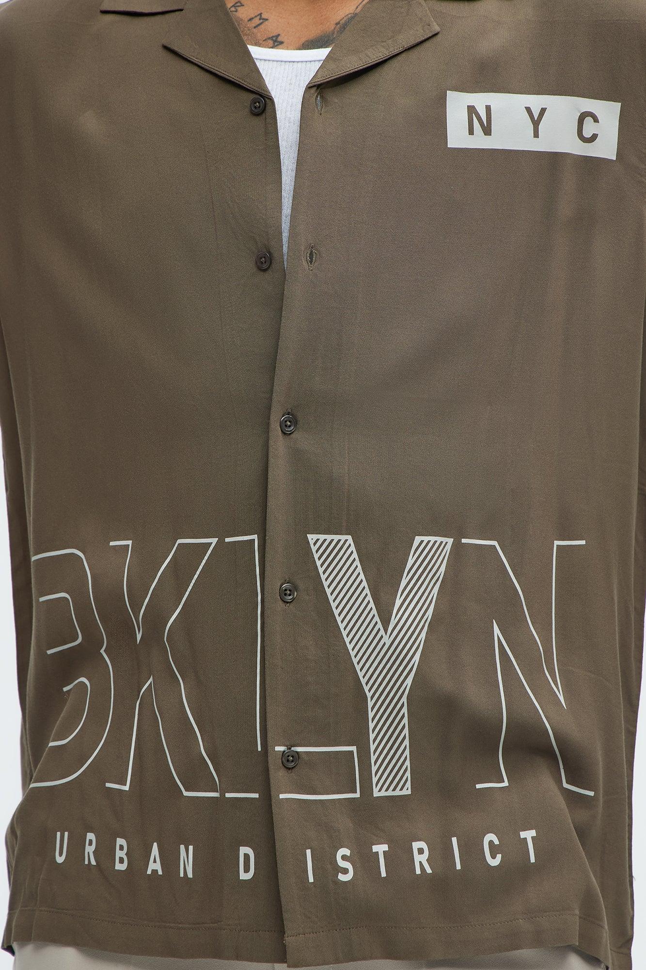 Brooklyn Graphic Cuban Collar Shirt - Grey Product Image