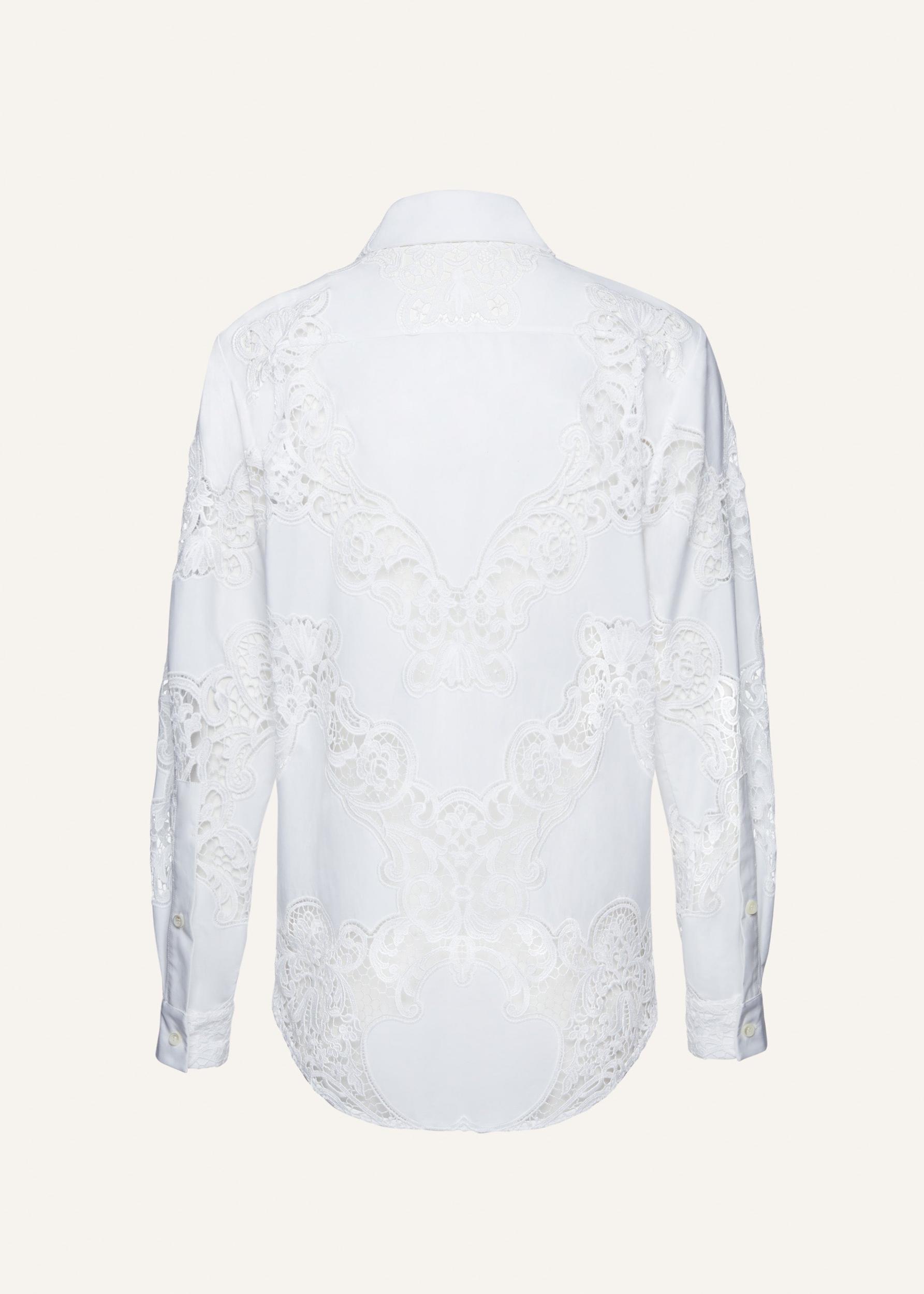 Classic cotton button up shirt in white lace Product Image