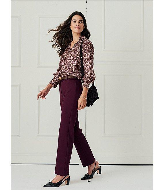 J.McLaughlin Coordinating Cecilia Floral Print Ruffle Split V-Neck Bracelet Sleeve Blouse Product Image