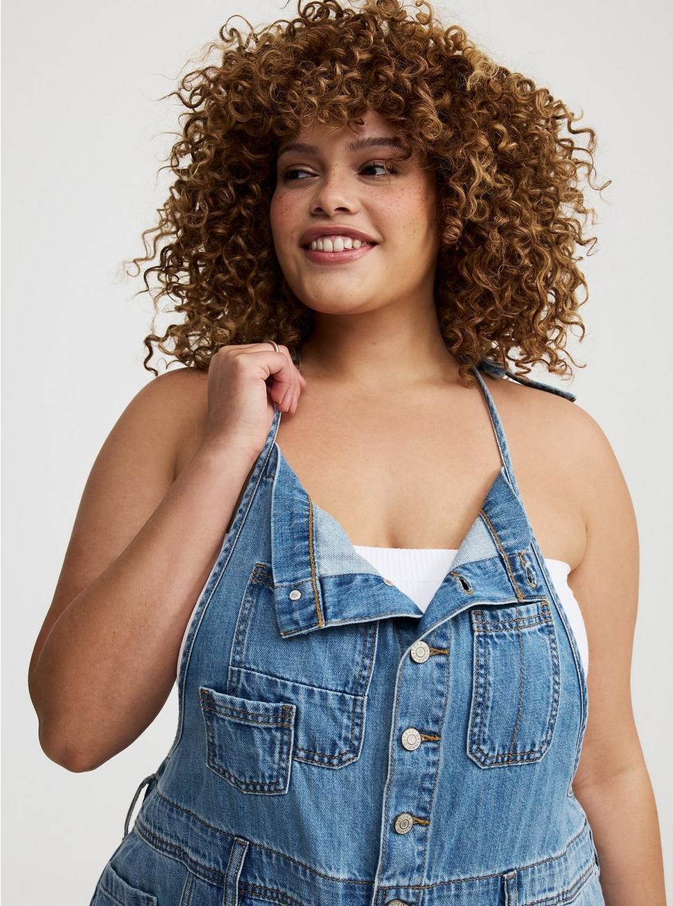 Button Front Denim Overall Product Image