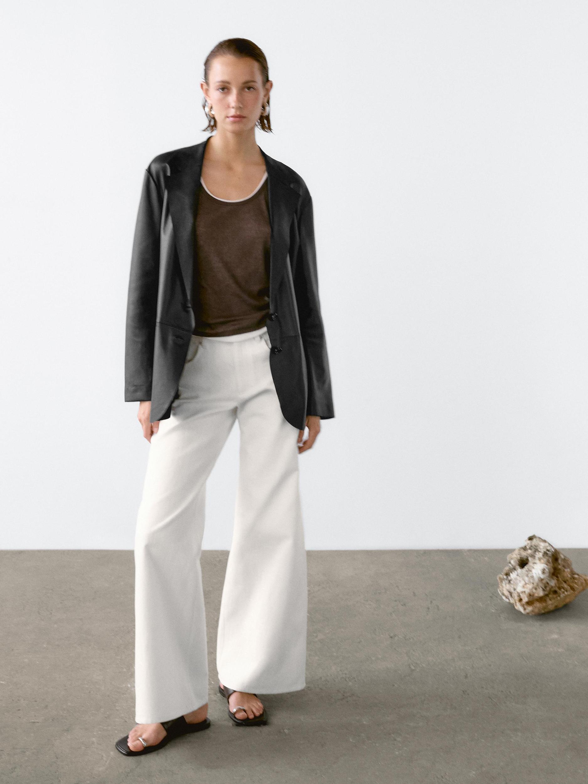 Flowing nappa leather blazer Product Image