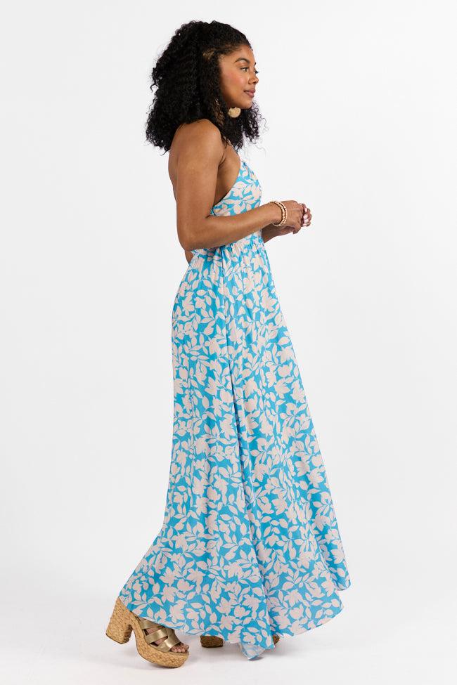 Golden Days Blue Halter Neck Printed Maxi Dress FINAL SALE Product Image