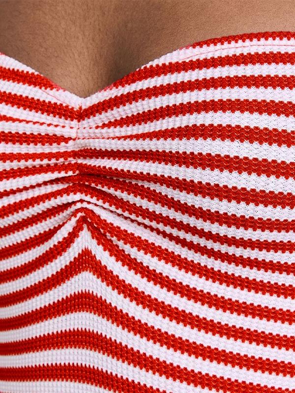 Stripe Knit Short Bandeau Top Product Image