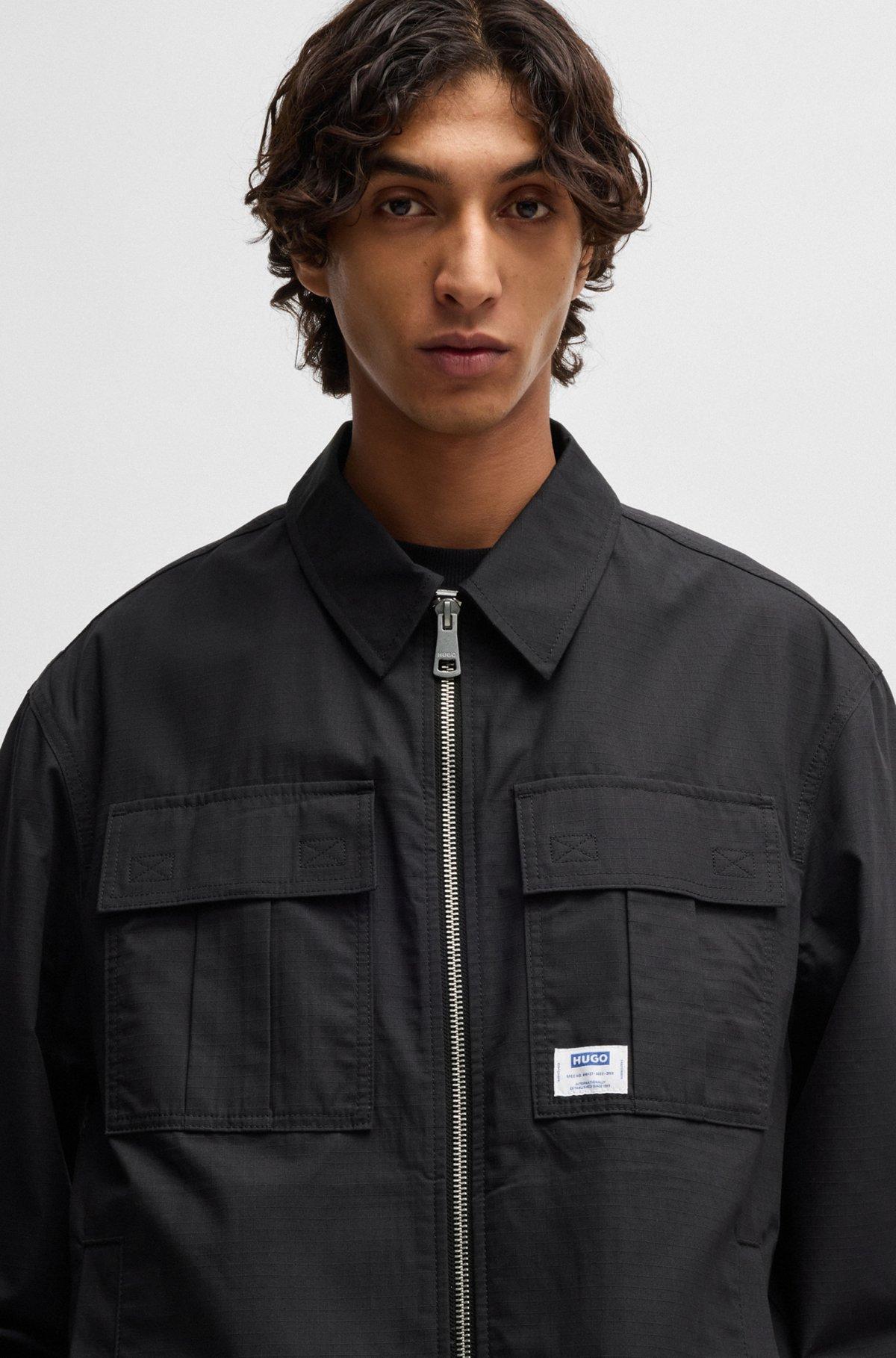 Ripstop-cotton regular-fit jacket with logo label Product Image