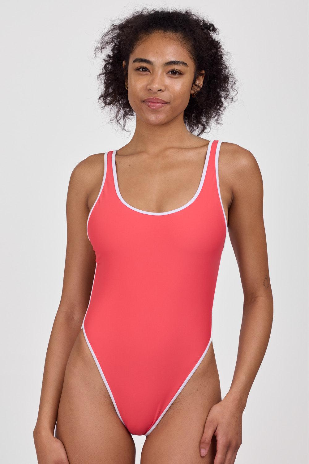 Catherine Surf One Piece - Coral Reef & White Female Product Image