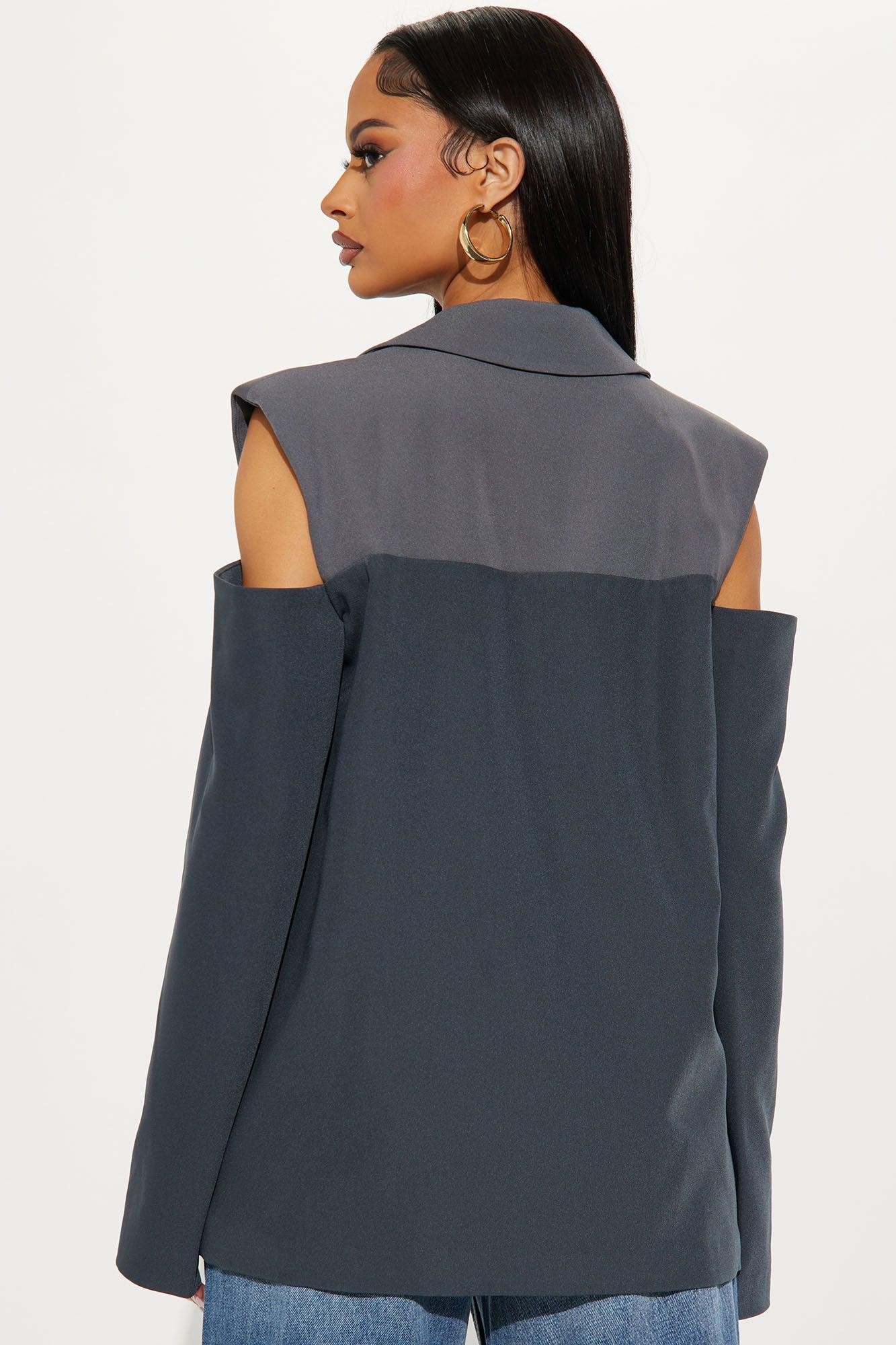 Meet The Deadline Cut Out Blazer - Charcoal Product Image