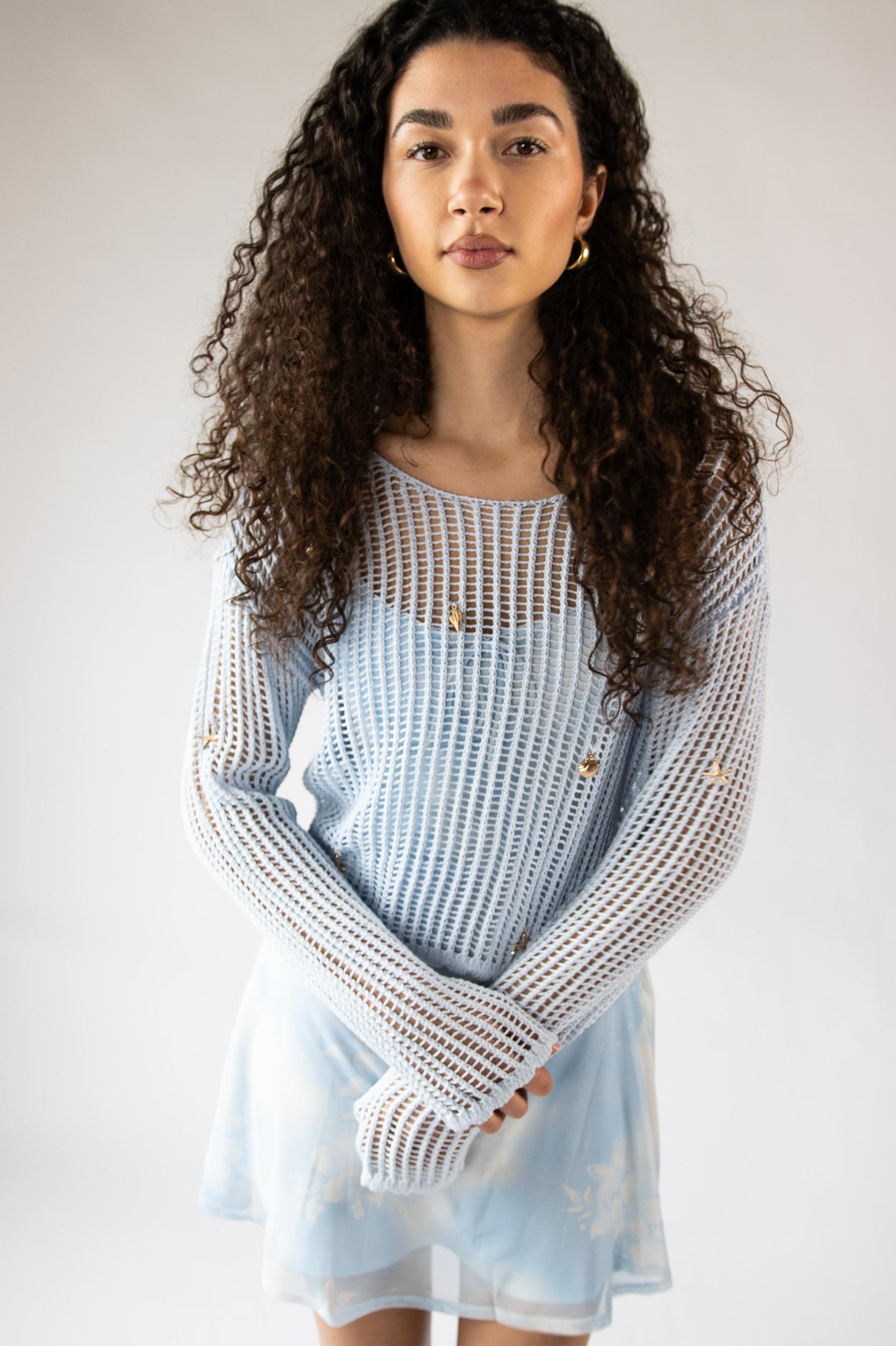 Seaside Crochet Mesh Sweater Product Image