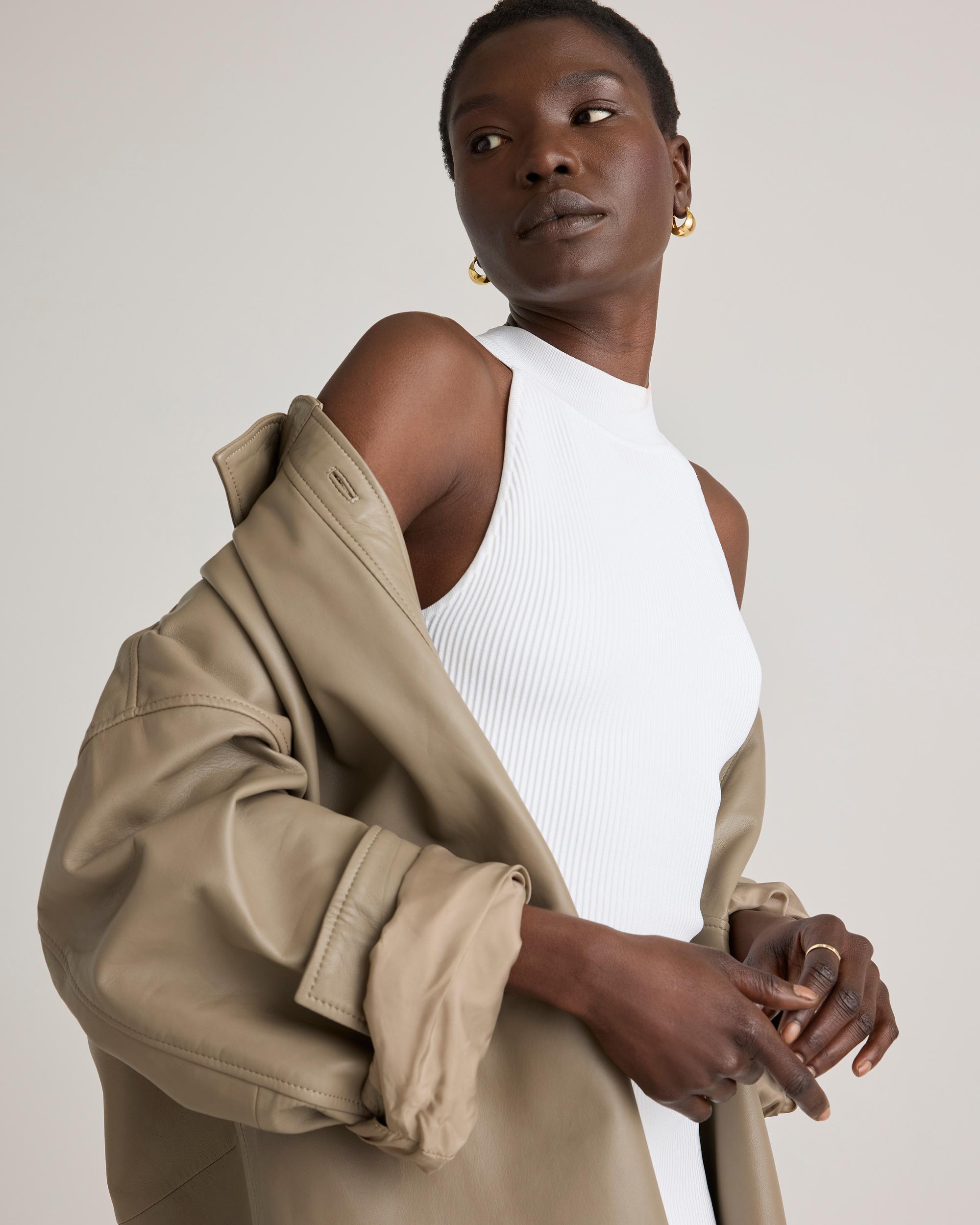 Quince | Women's High Neck Ribbed Knit Mini Dress Recycled nylon/polyester/spandex Product Image